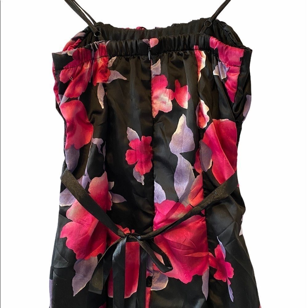 Black Floral Print Prom Satin Bubble Mini Dress XS - Picture 5 of 11